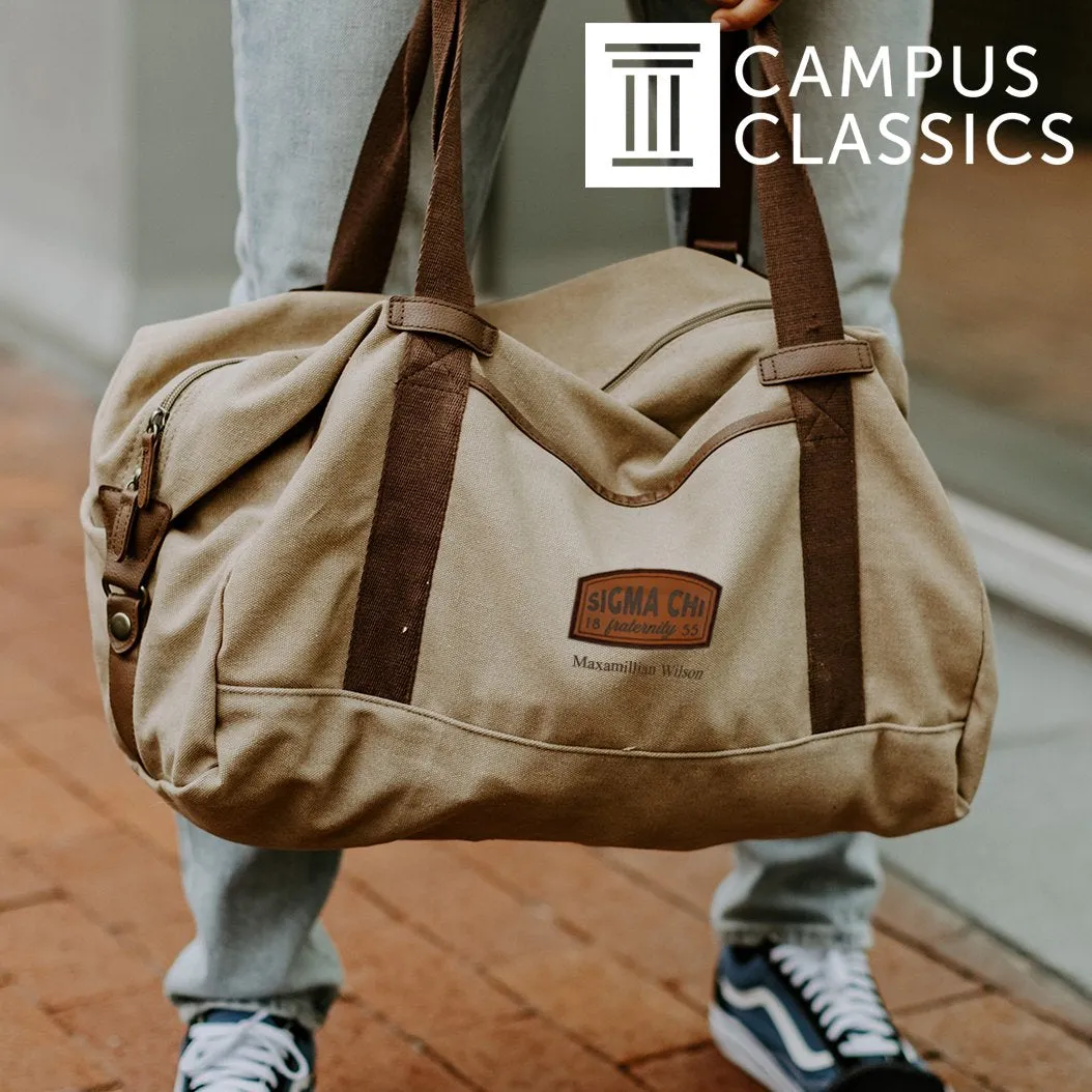 Delt Khaki Canvas Duffel With Leather Patch