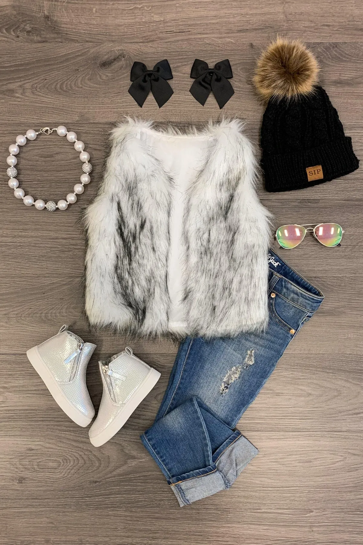 Deluxe Black & White Fur Vest