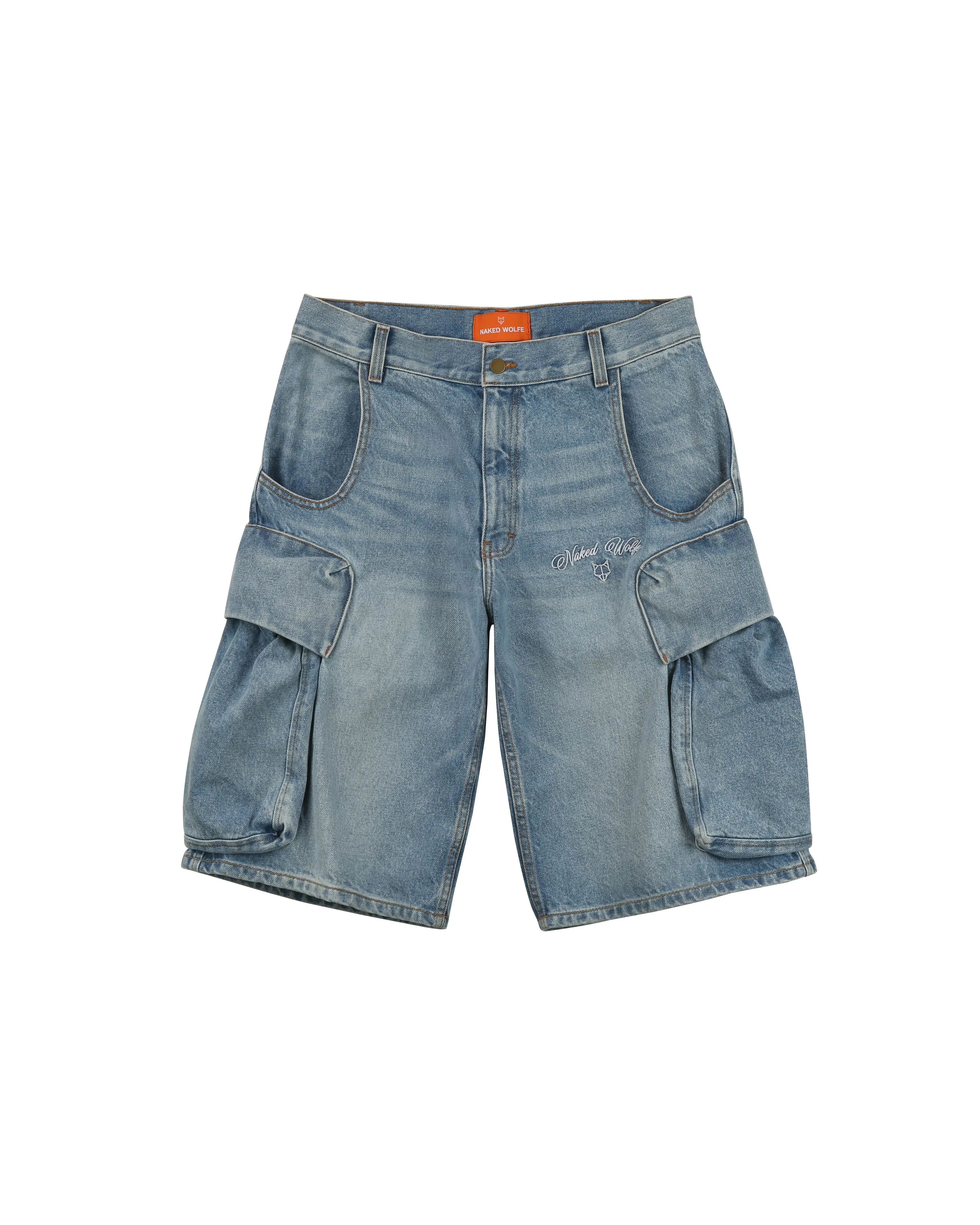 Denim Cargo Shorts Light Blue