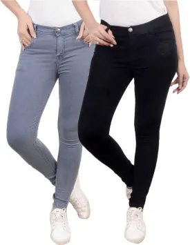 Denim Multicoloured Solid Jeans Pack of 2