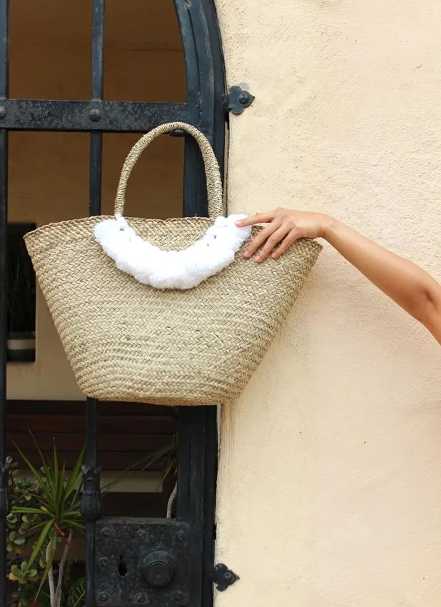 Designer Hand-Made Brunna Muma Roman Tassel Straw Bag