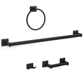 Designers Impressions Eclipse Series 4 Piece Black Bathroom Hardware Set