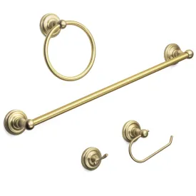 Designers Impressions Royal Series 4 Piece Brushed Brass Bathroom Hardware Set