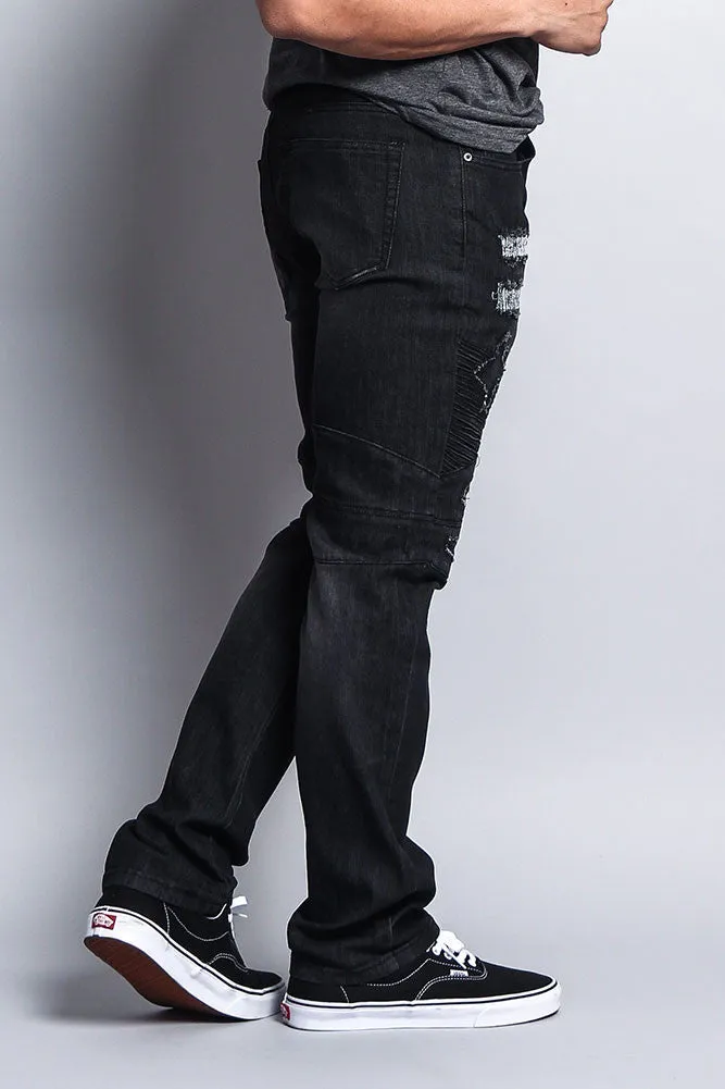 Destroyed Slim Fit Biker Jeans