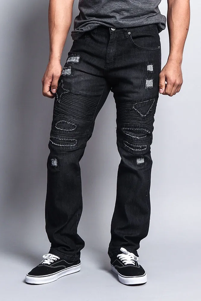 Destroyed Slim Fit Biker Jeans