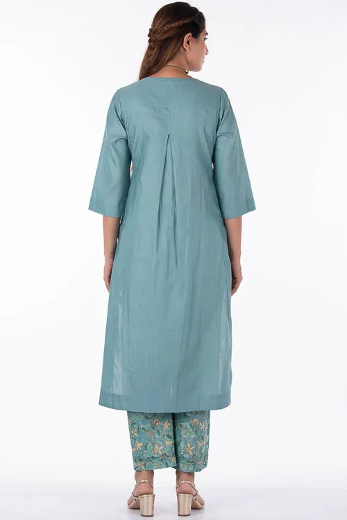 Dharan "Gulista Kurta" Green Embroidered Angrakha Kurta