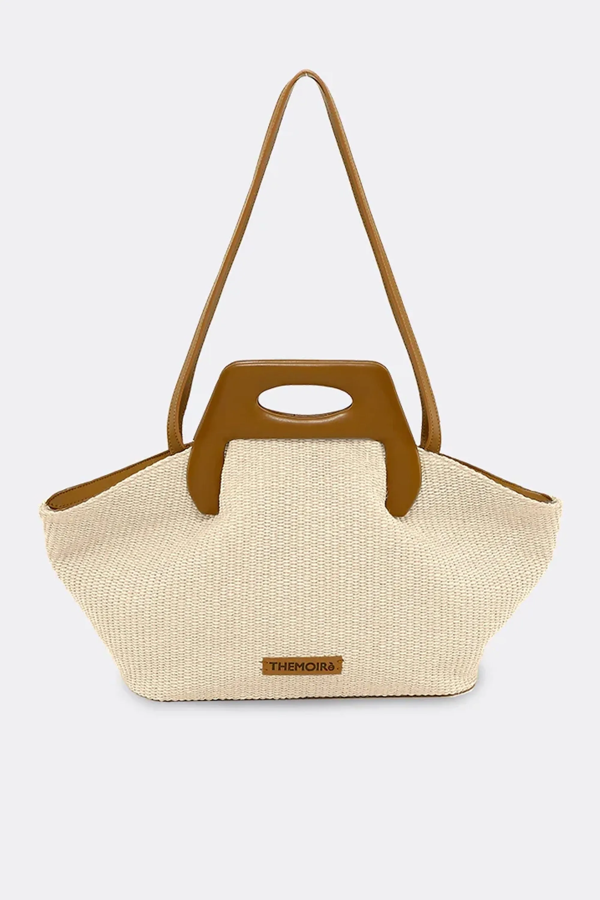 Dhea Straw Tote Bag in Shell and Caramel