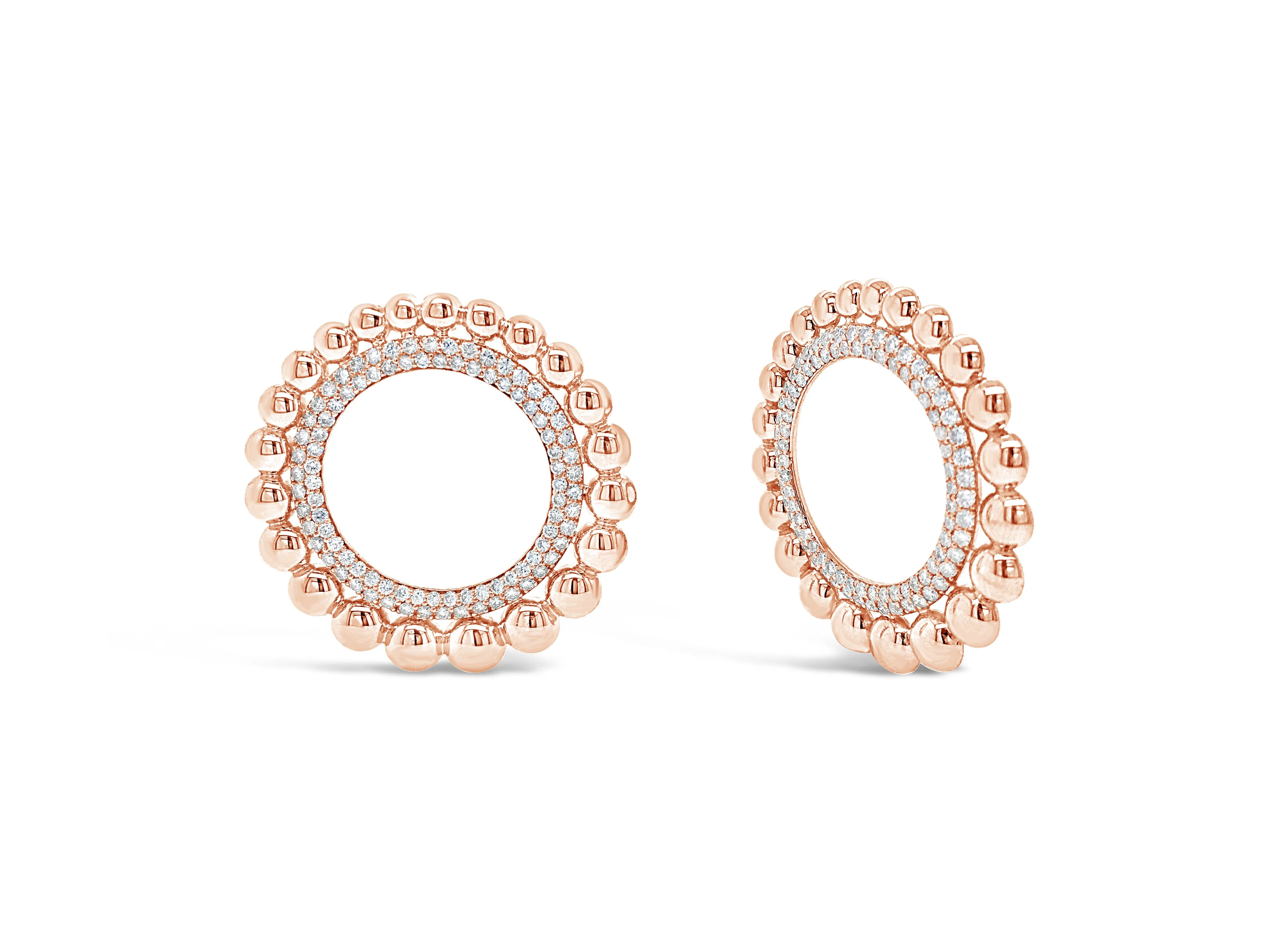 Diamond & Gold Beaded Circle Earrings