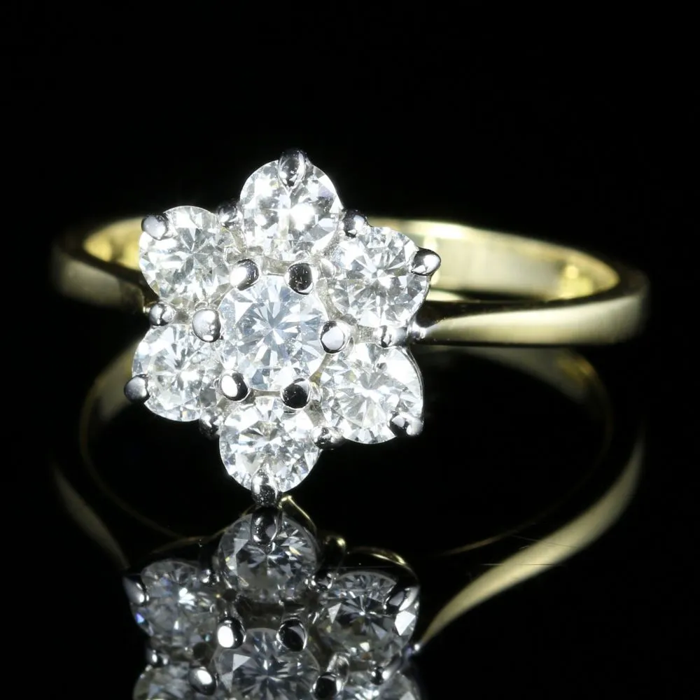 Diamond Flower Ring Engagement Ring 18Ct Gold