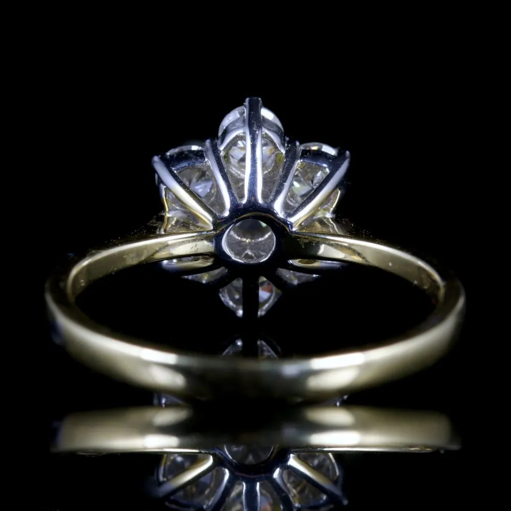 Diamond Flower Ring Engagement Ring 18Ct Gold