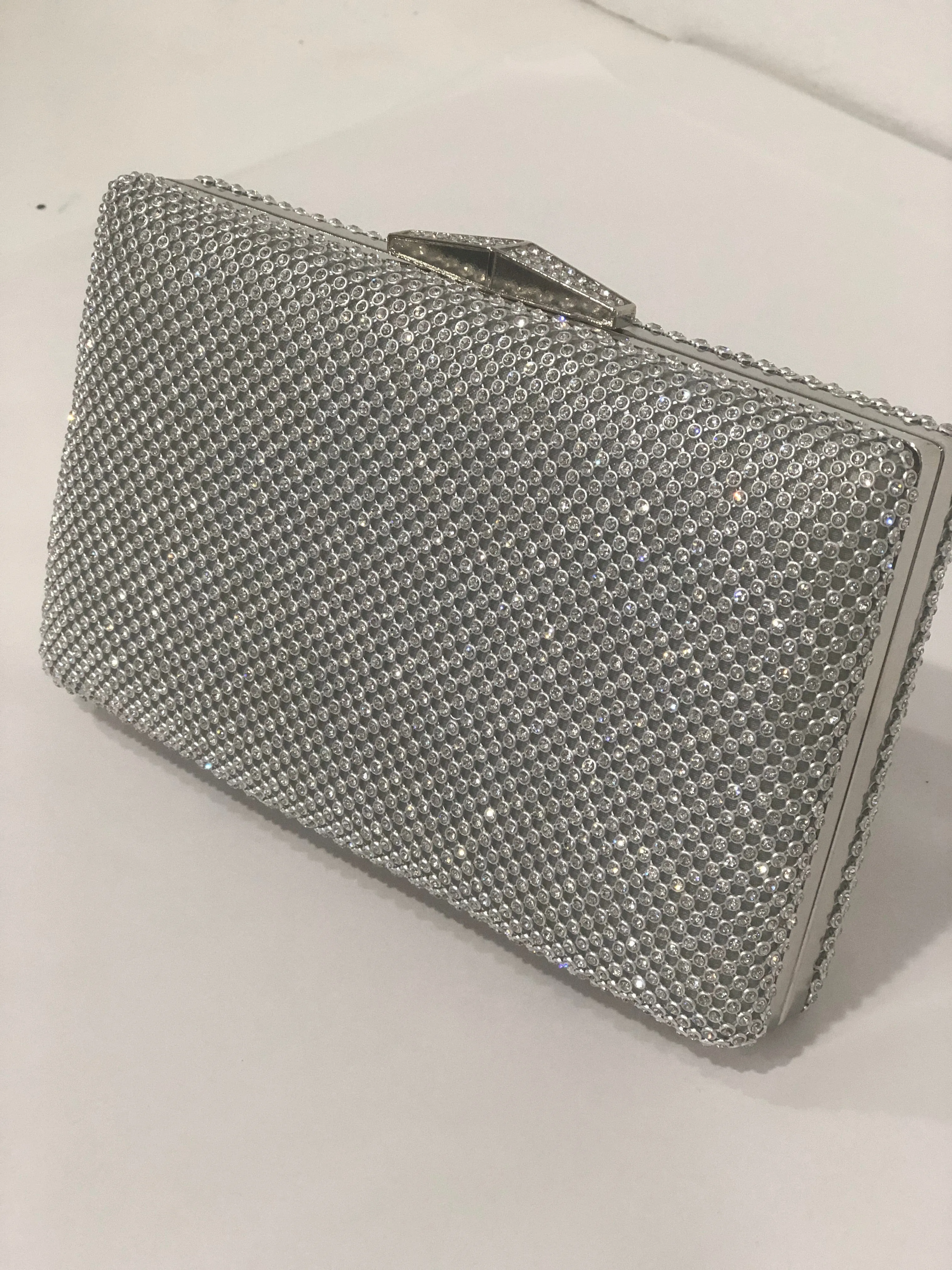 Diamonte Silver Evening Clutch