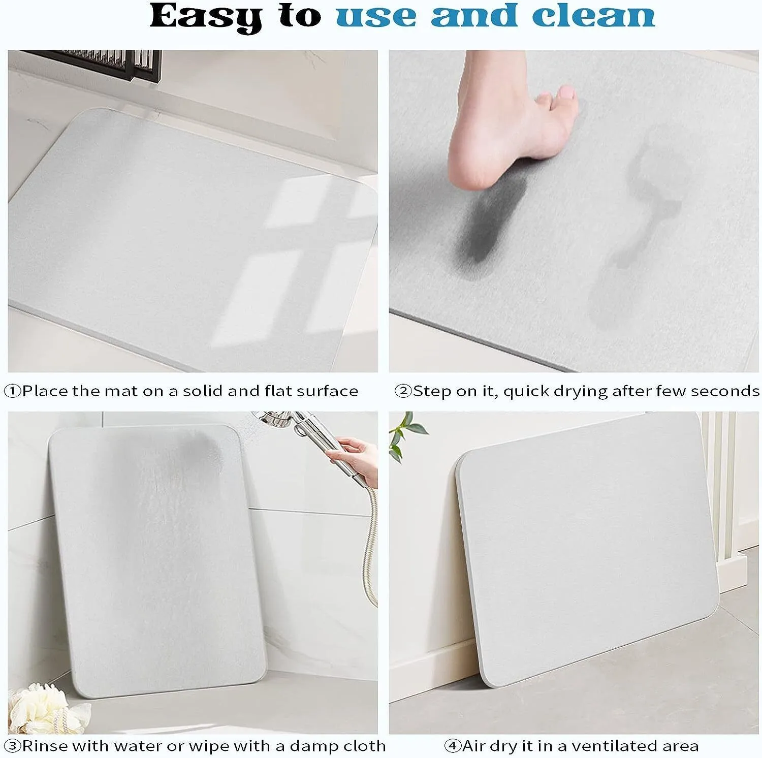 Diatomite Stone Bath Mat Absorbent Drying Bathstone Bathmat Rugs Non-Slip Mat