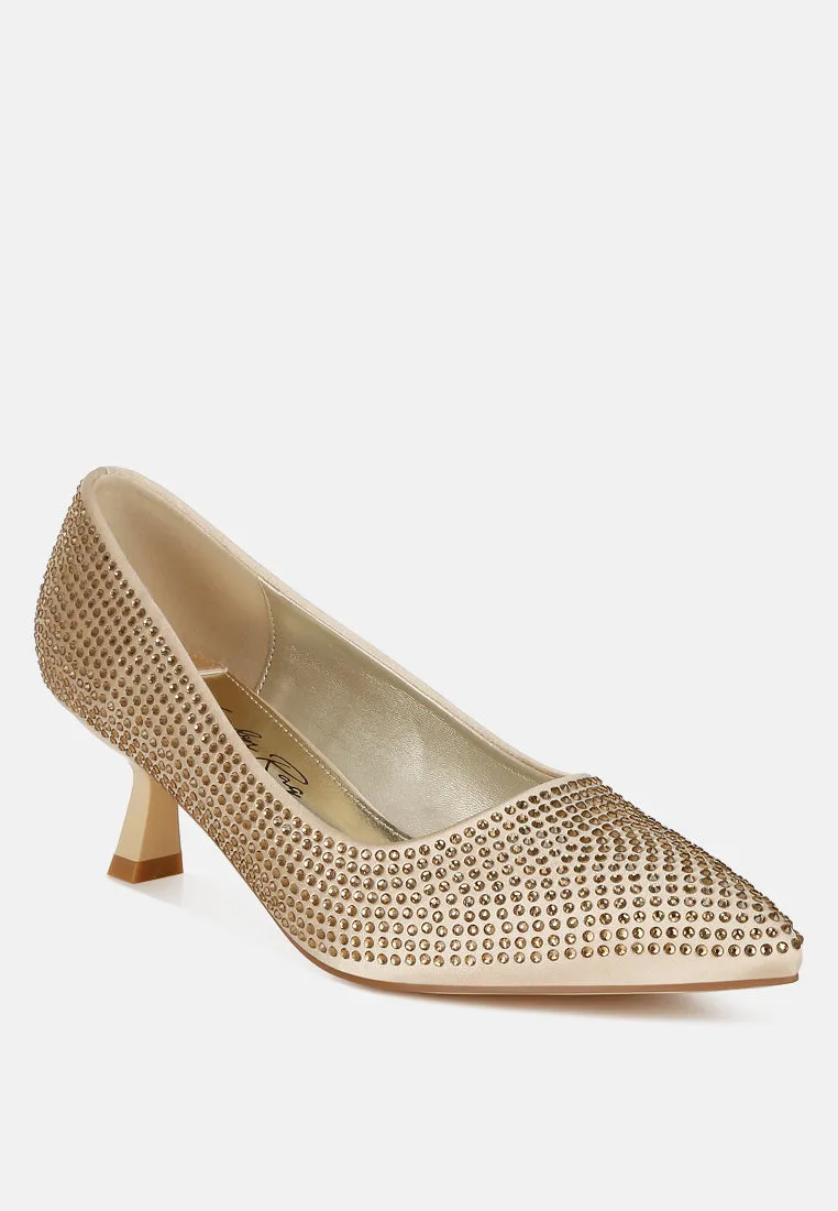 Dinah Rhinestones Embellished Kitten Heel Pumps