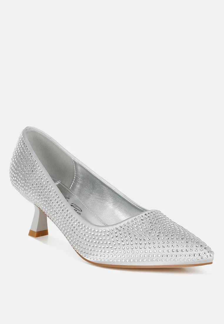 Dinah Rhinestones Embellished Kitten Heel Pumps