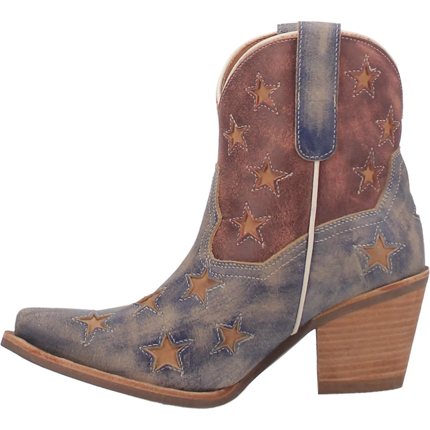 Dingo Ladies Liberty Stars Red & Blue Snip Toe Booties DI769