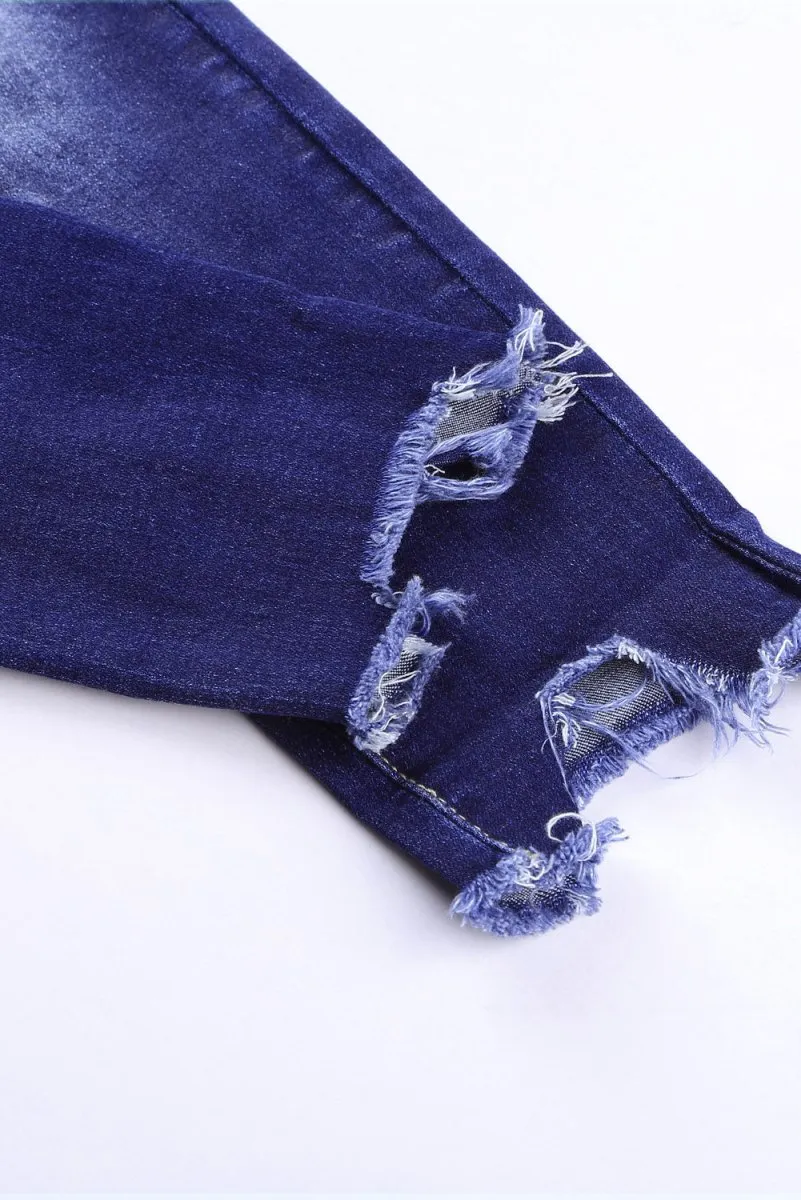 Distressed Ankle Frayed Skinny Denim