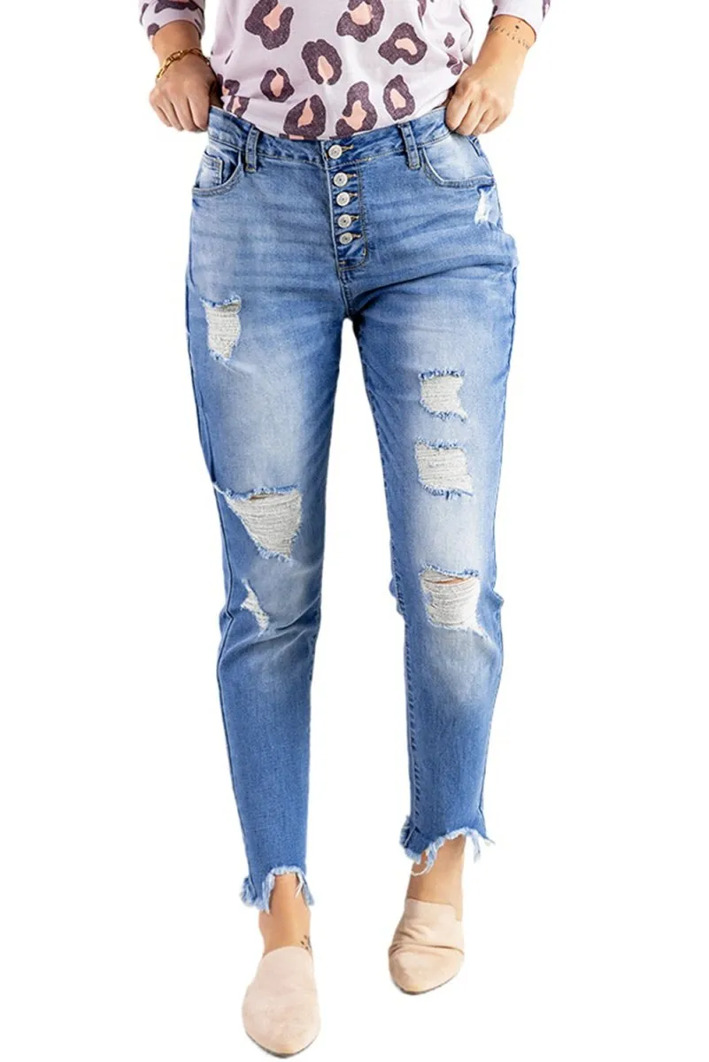 Distressed Ankle Frayed Skinny Denim