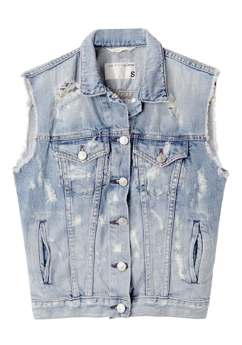 Distressed Denim Vest