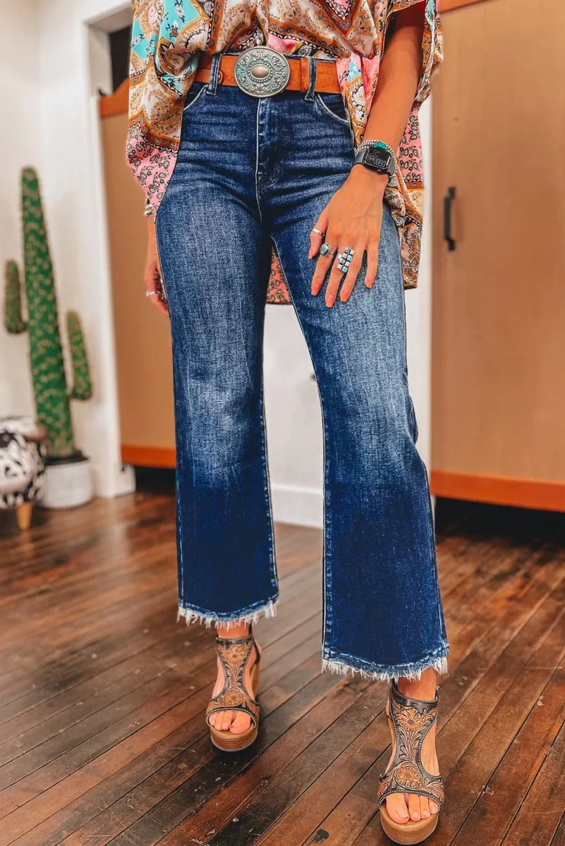 Distressed High Waist Flared Jeans