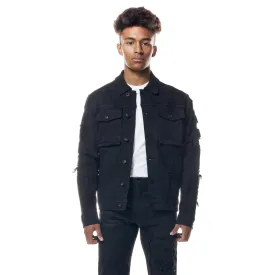 Distressed Rip & Repair Jean Jacket - Black