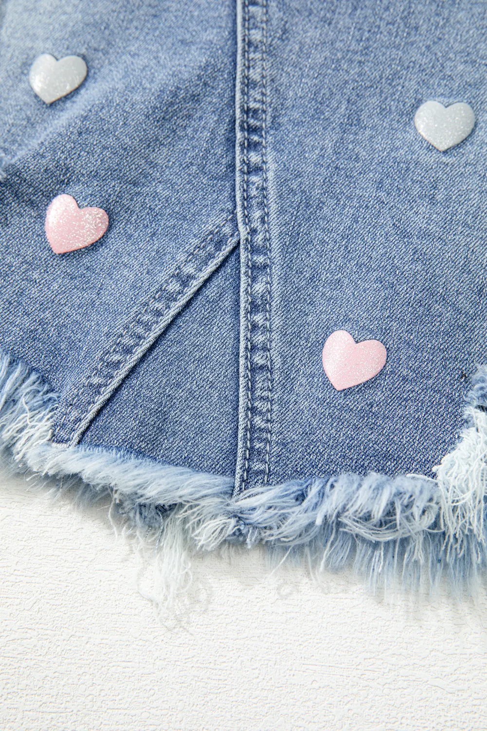 Distressed Shimmer Hearts Mini Skirt