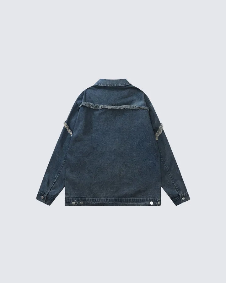 Distressed Starburst Denim Jacket