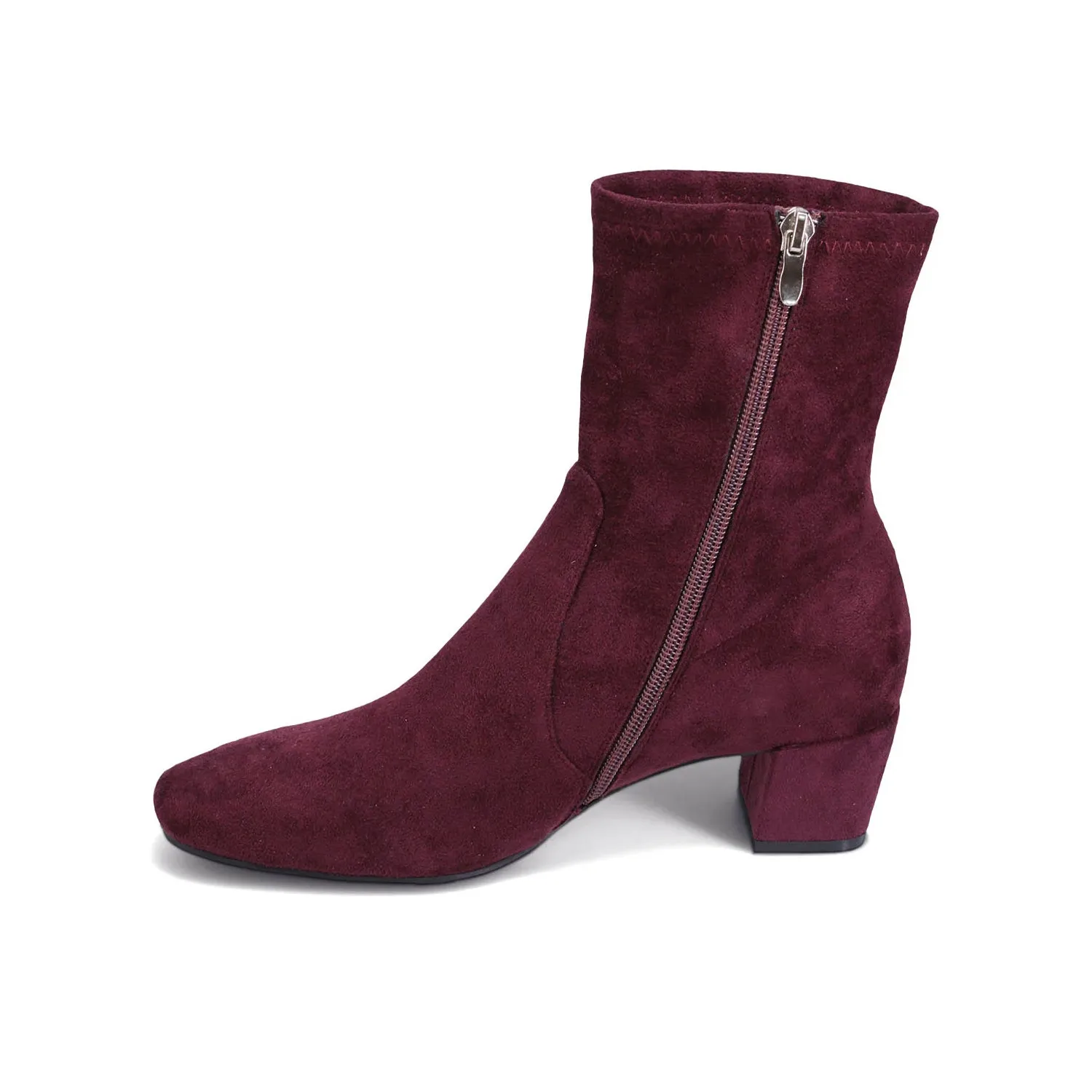 Django and Juliette Women's Hartful Heeled Boot in Mulberry Suede