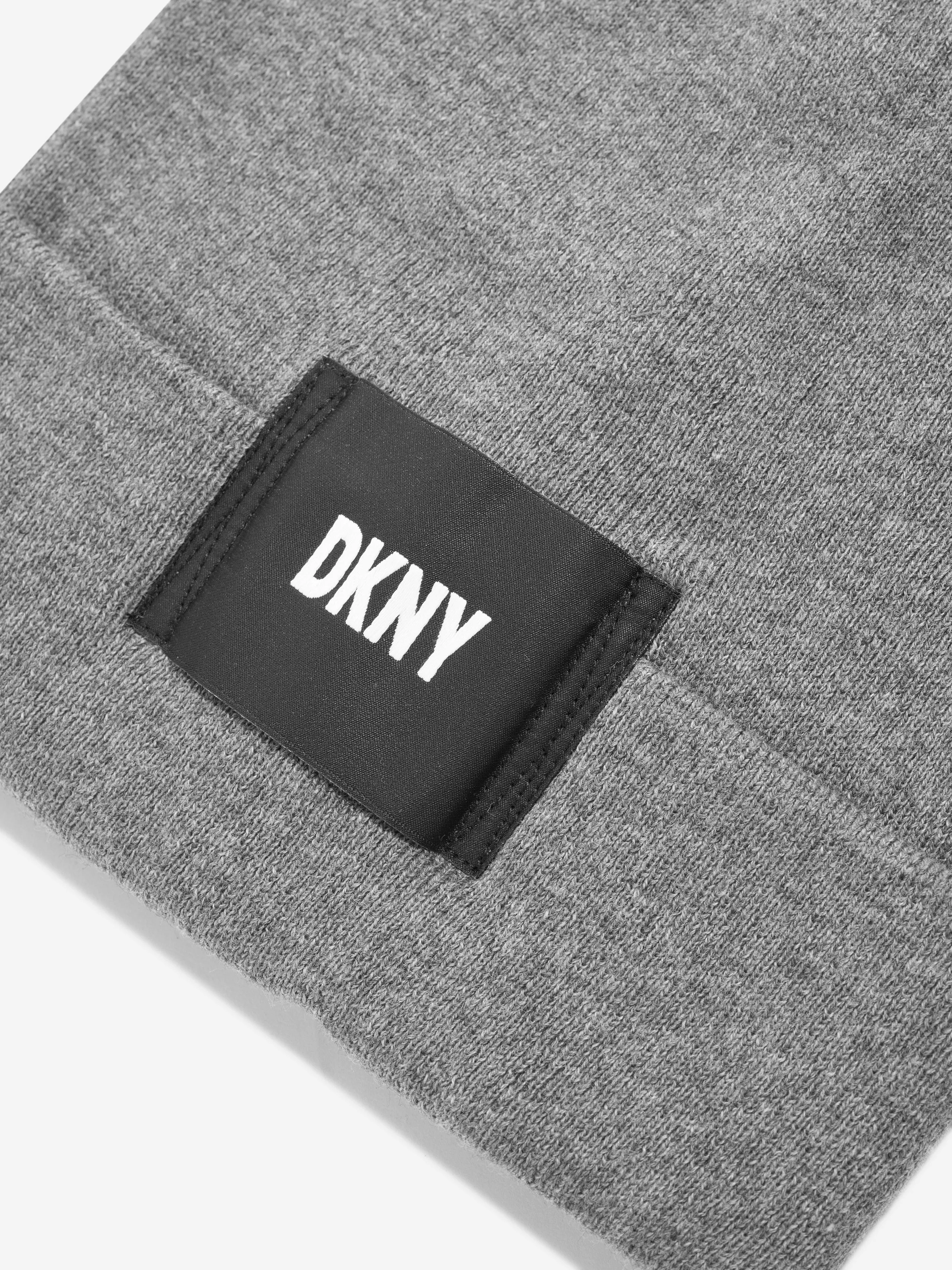 DKNY Girls Logo Beanie Hat in Grey