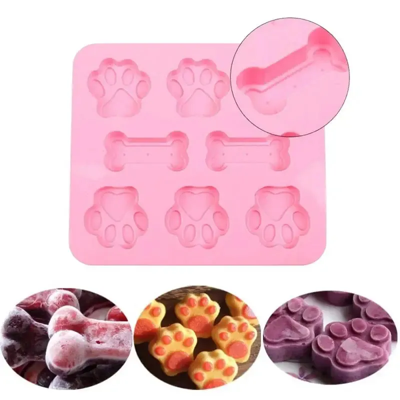 Dog Footprint Silicone Mold Cake Molds Bone Cookie Cutter Fondant 3D DIY Cat Paw Silicone Bakeware Molds Baking Accessories