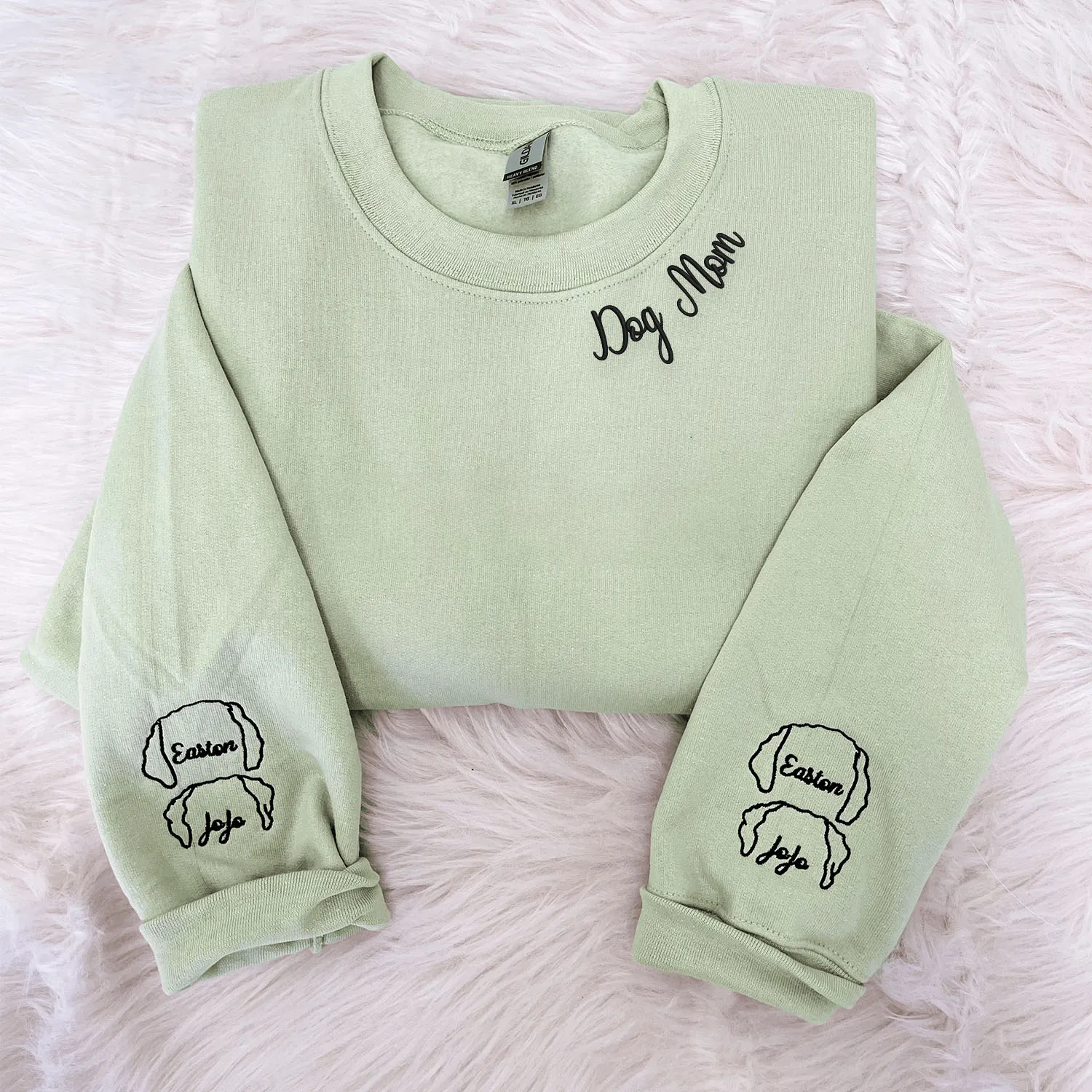 Dog Mom Sweatshirt, Hoodie Embroidered with Dog Ear, Name, Unique Gift for Dog Mom