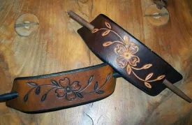 Dogwood Flower Large Leather Stick Barrettes