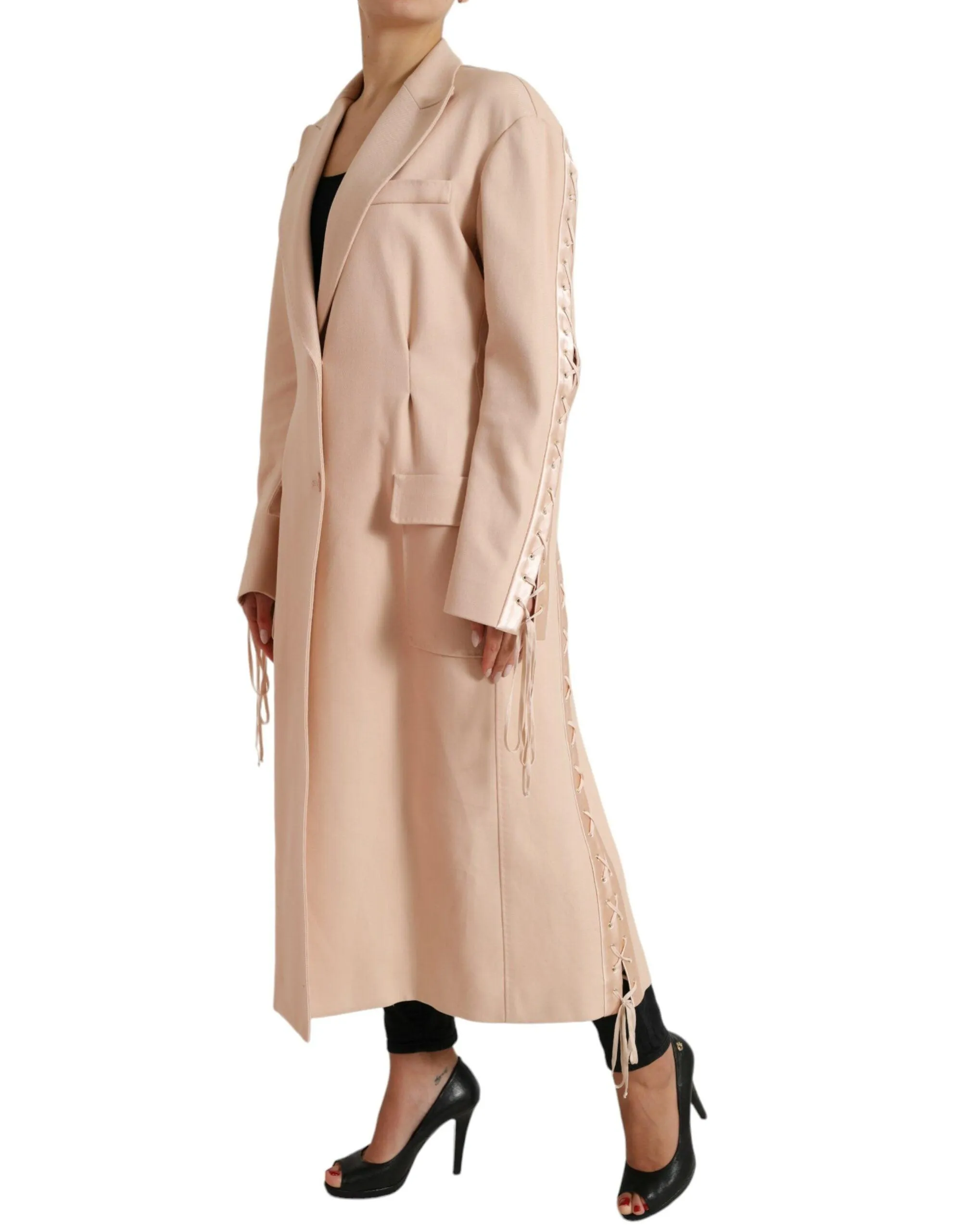 Dolce & Gabbana Beige Cotton Single Breasted Long Coat Jacket