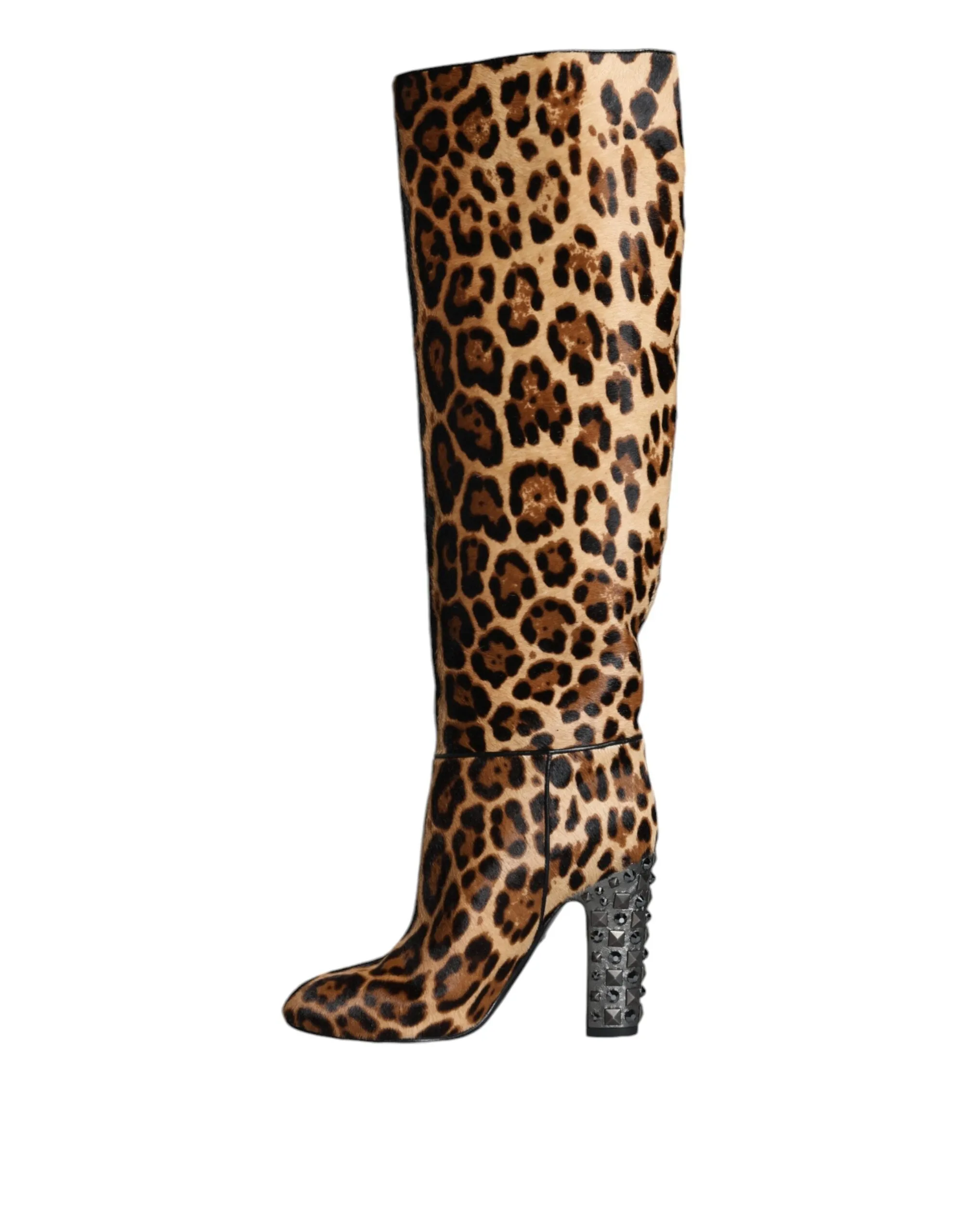 Dolce & Gabbana Beige Leopard Knee High Boots