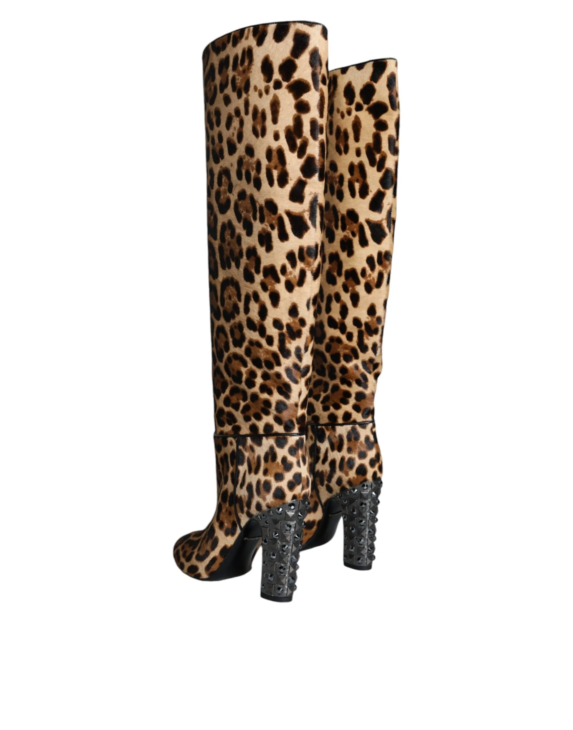 Dolce & Gabbana Beige Leopard Knee High Boots