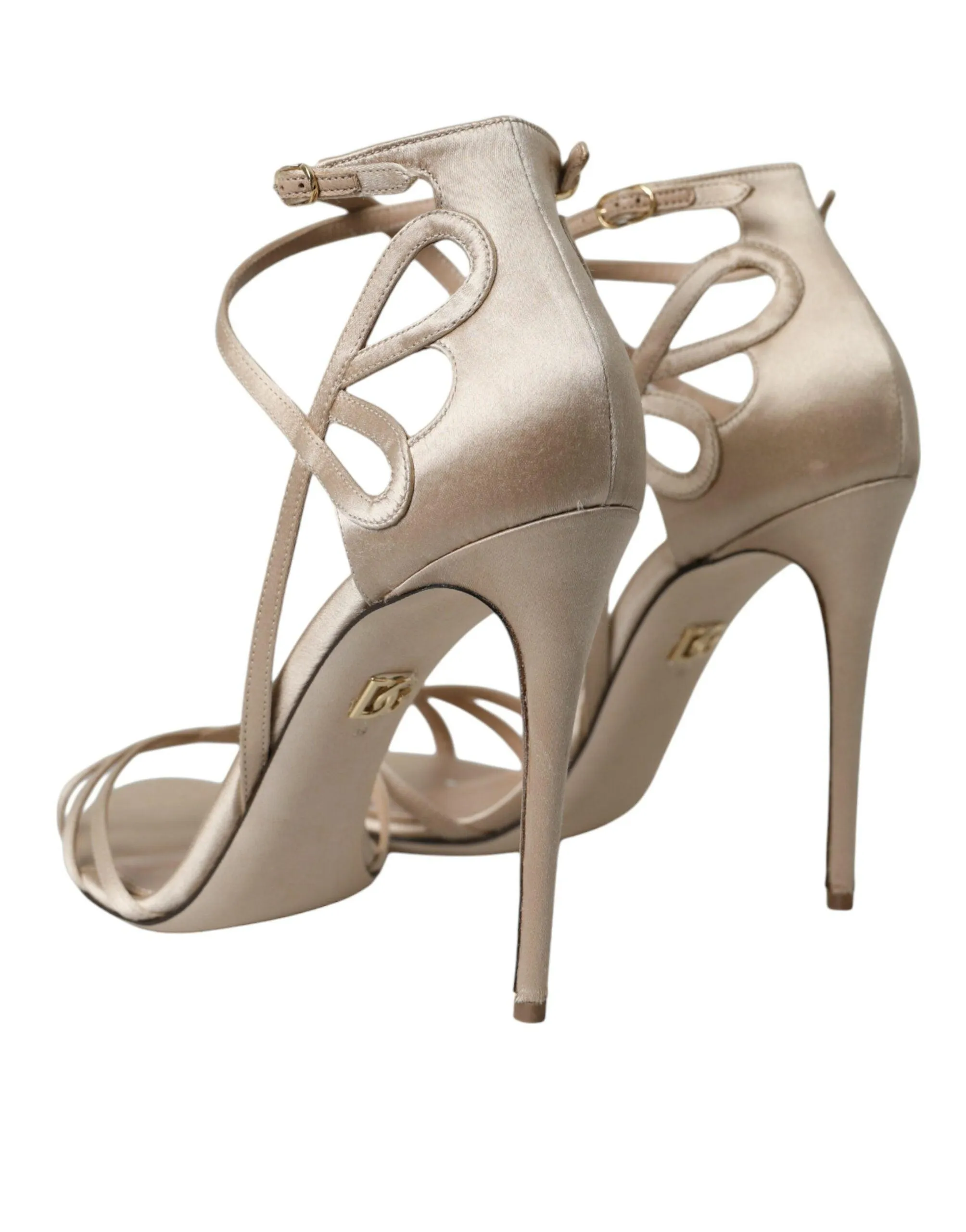 Dolce & Gabbana Beige Patent Leather Strappy Sandals