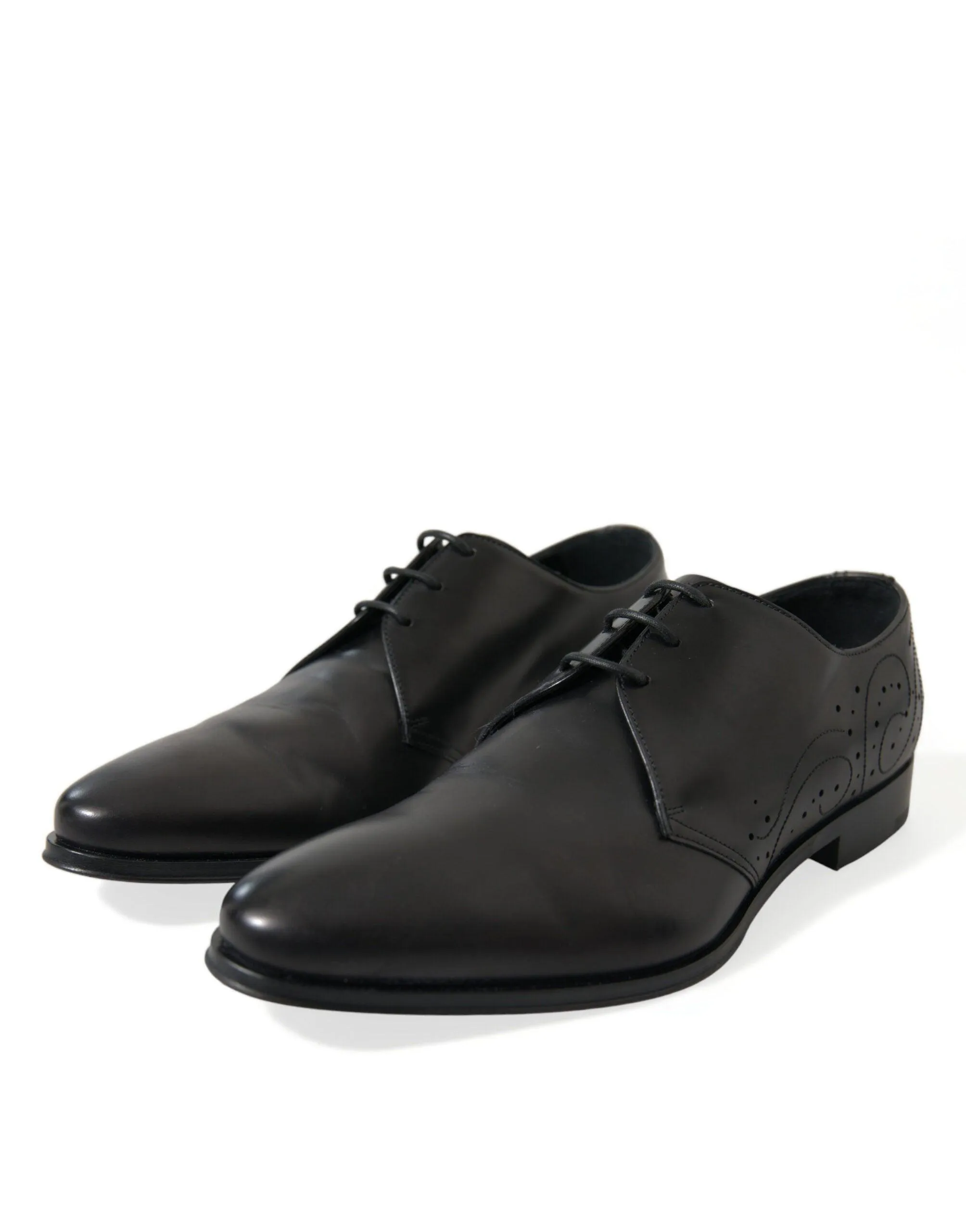 Dolce & Gabbana Black Leather Lace Up Formal Derby Dress Shoes