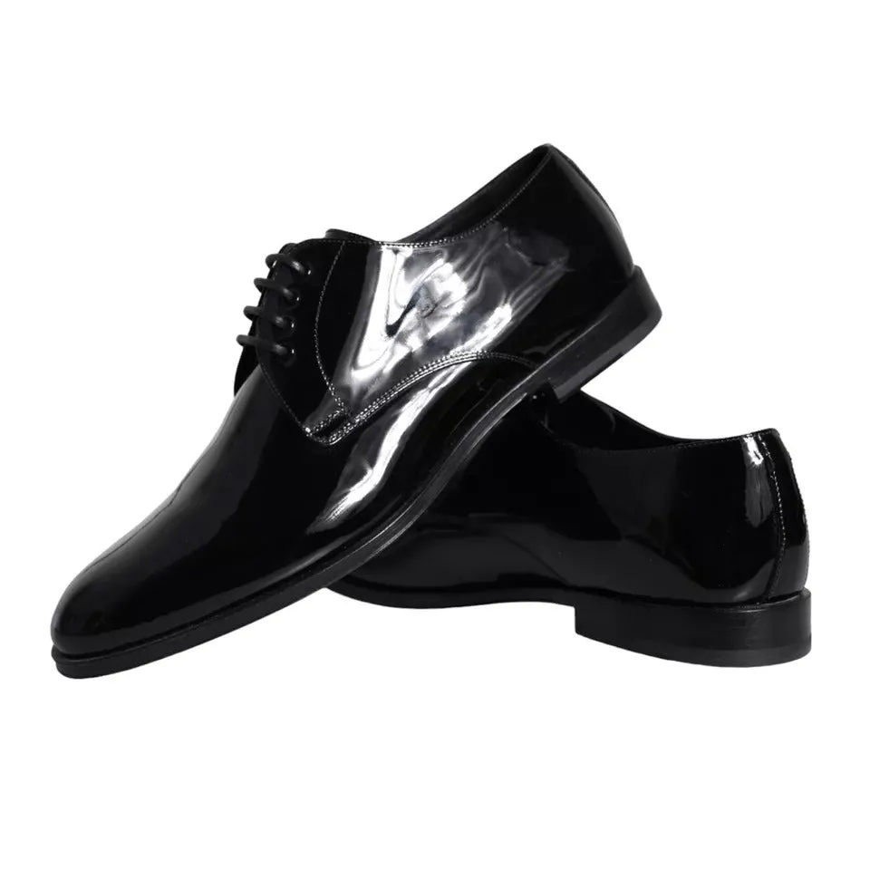 Dolce & Gabbana Black Patent Leather Derby Formal Dress Shoes