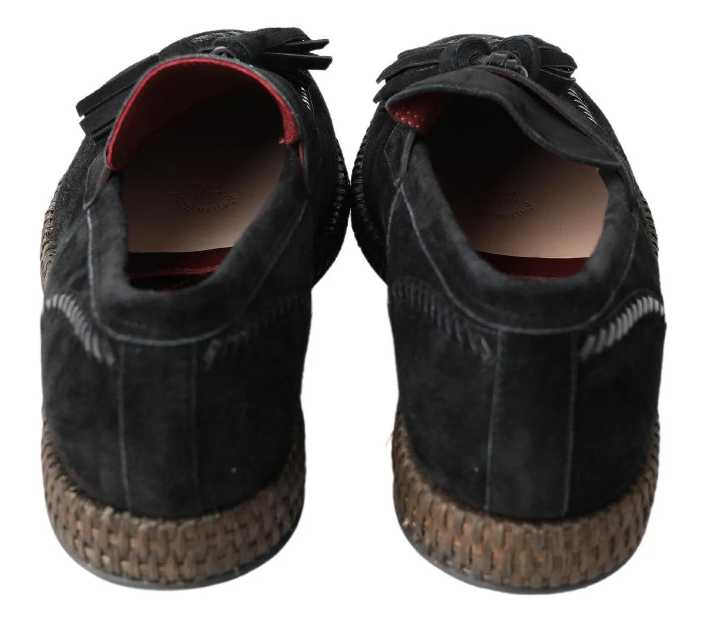 Dolce & Gabbana Black Suede Leather Casual Espadrille Shoes