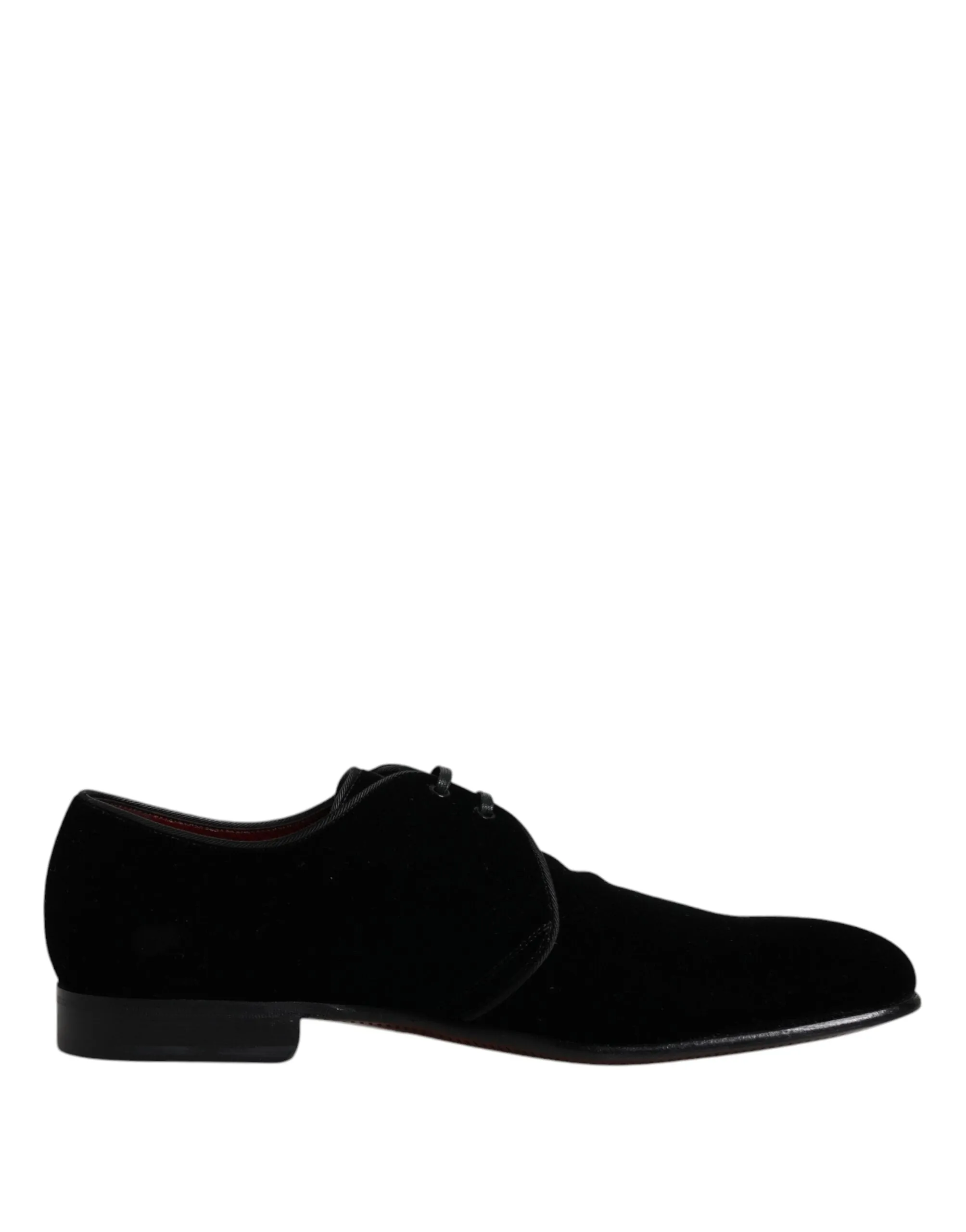 Dolce & Gabbana Black Velvet Leather Lace Up Men Derby Shoes