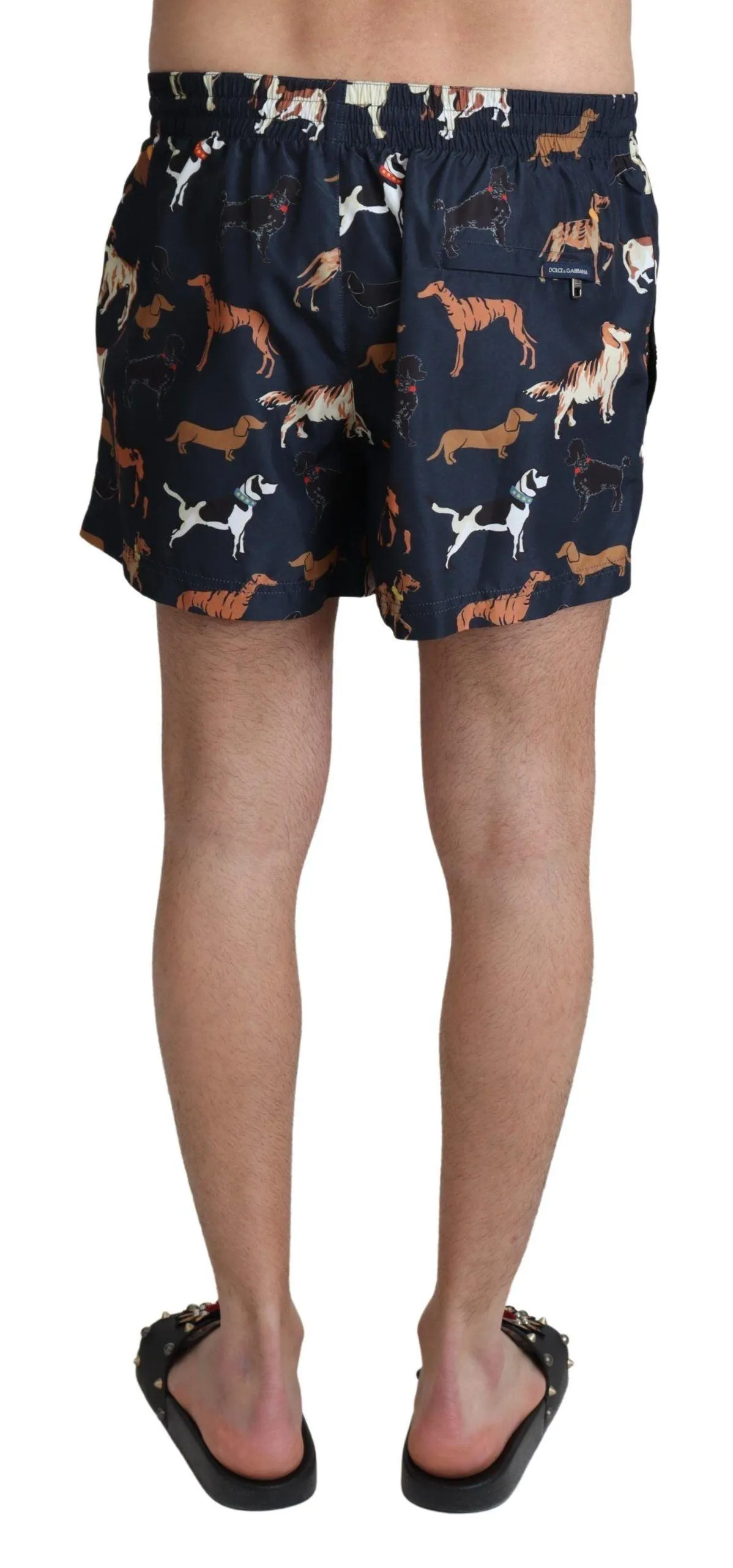 Dolce & Gabbana Blue Dog Print Beachwear Shorts Men Swimwear