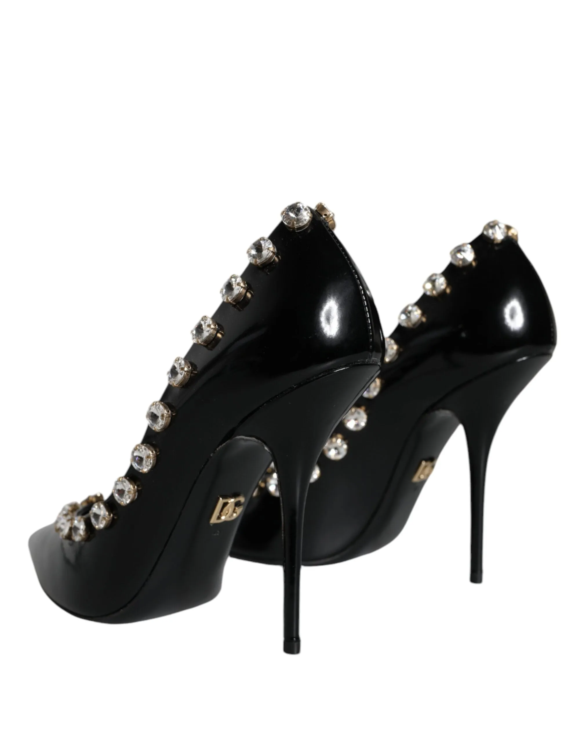 Dolce & Gabbana Crystal Pumps In Black Leather