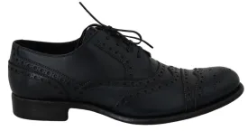 Dolce & Gabbana Dark Blue Leather Wingtip Oxford Dress Shoes