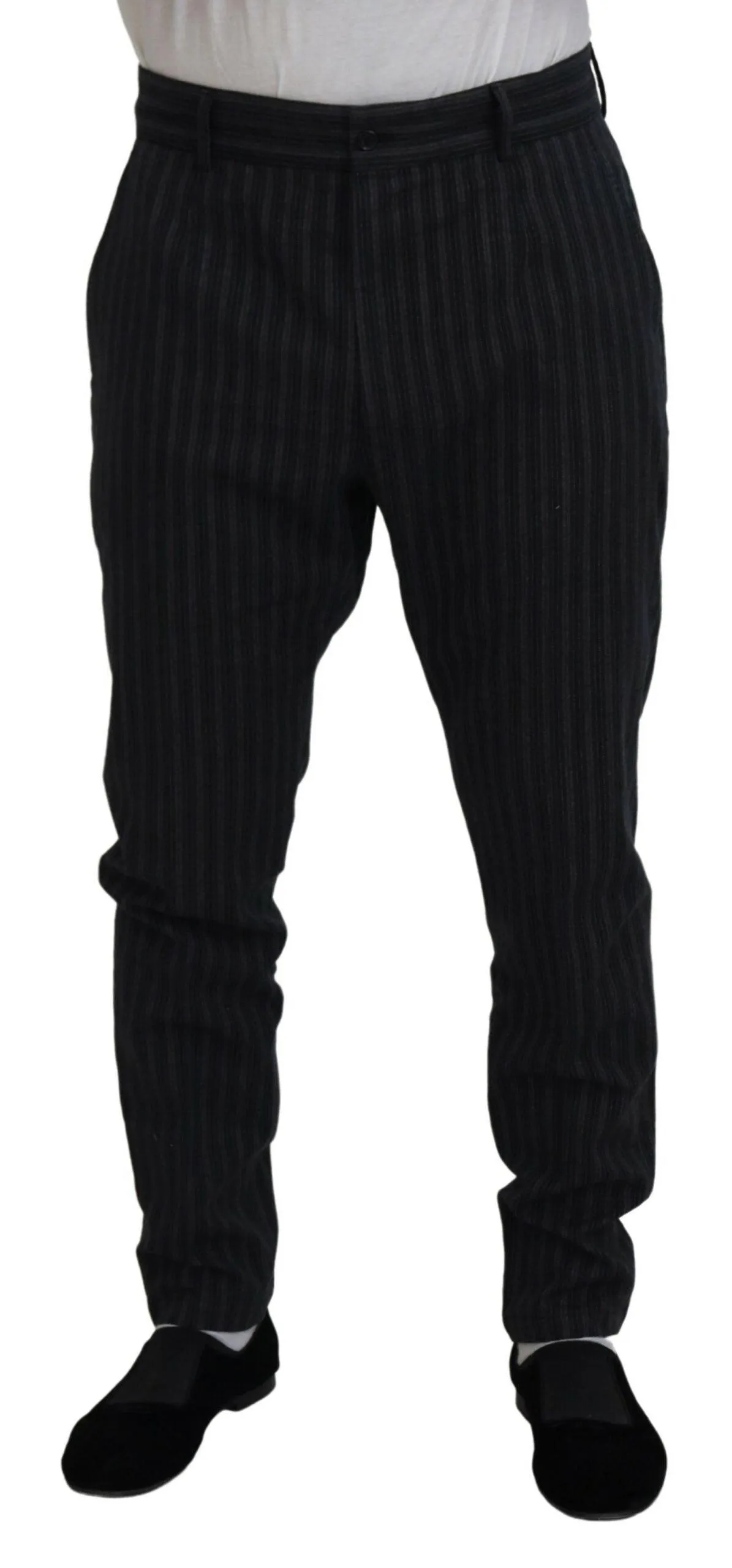 Dolce & Gabbana Dark Gray Stripes Chino Dress Pants