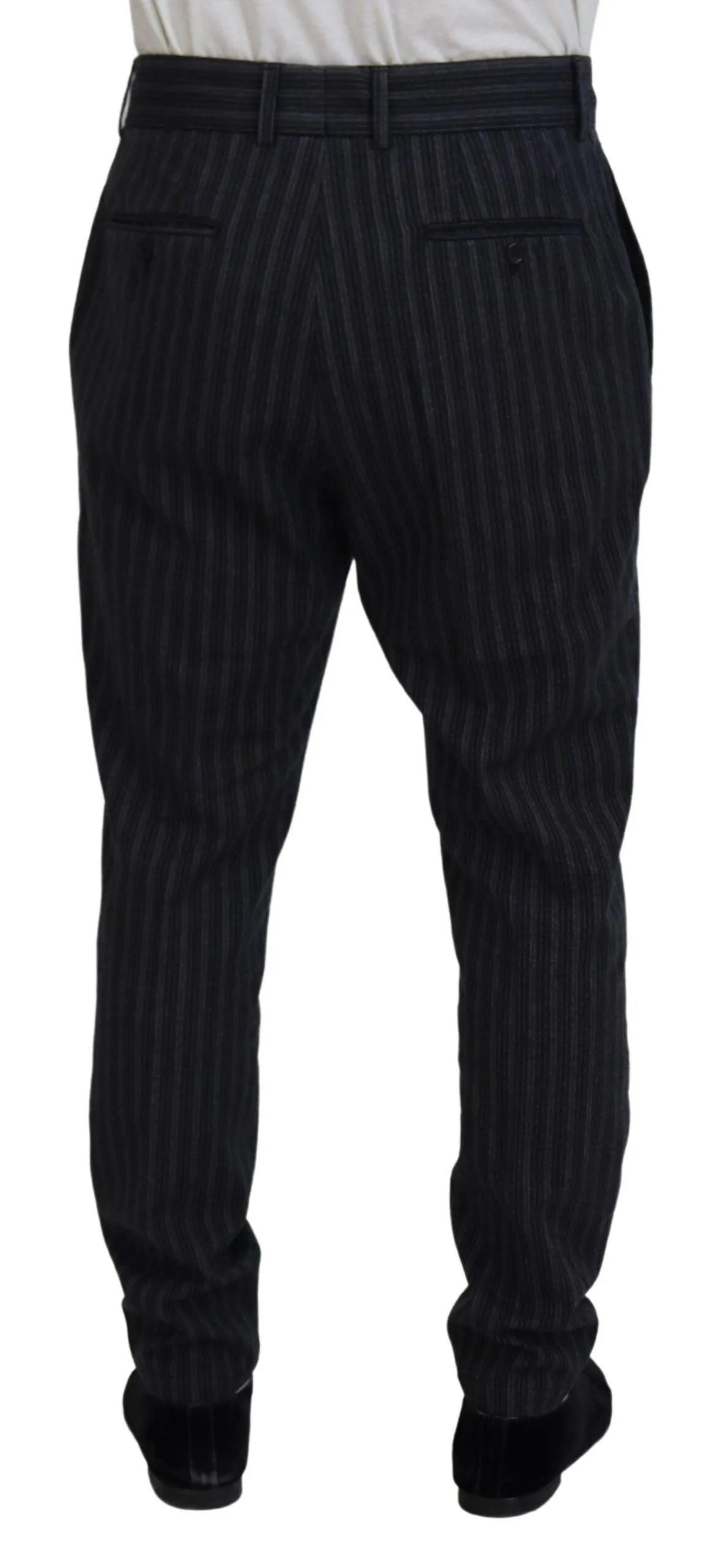 Dolce & Gabbana Dark Gray Stripes Chino Dress Pants