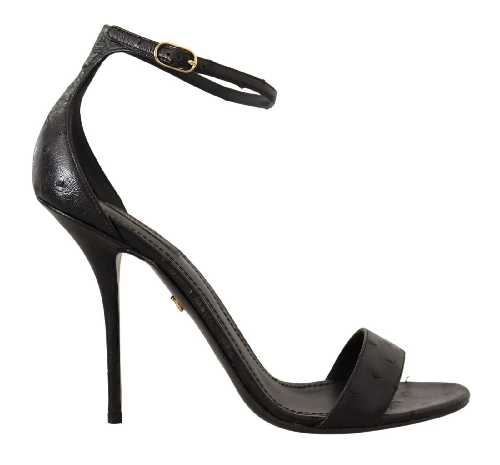 Dolce & Gabbana Elegant Ostrich Leather Ankle Strap Heels