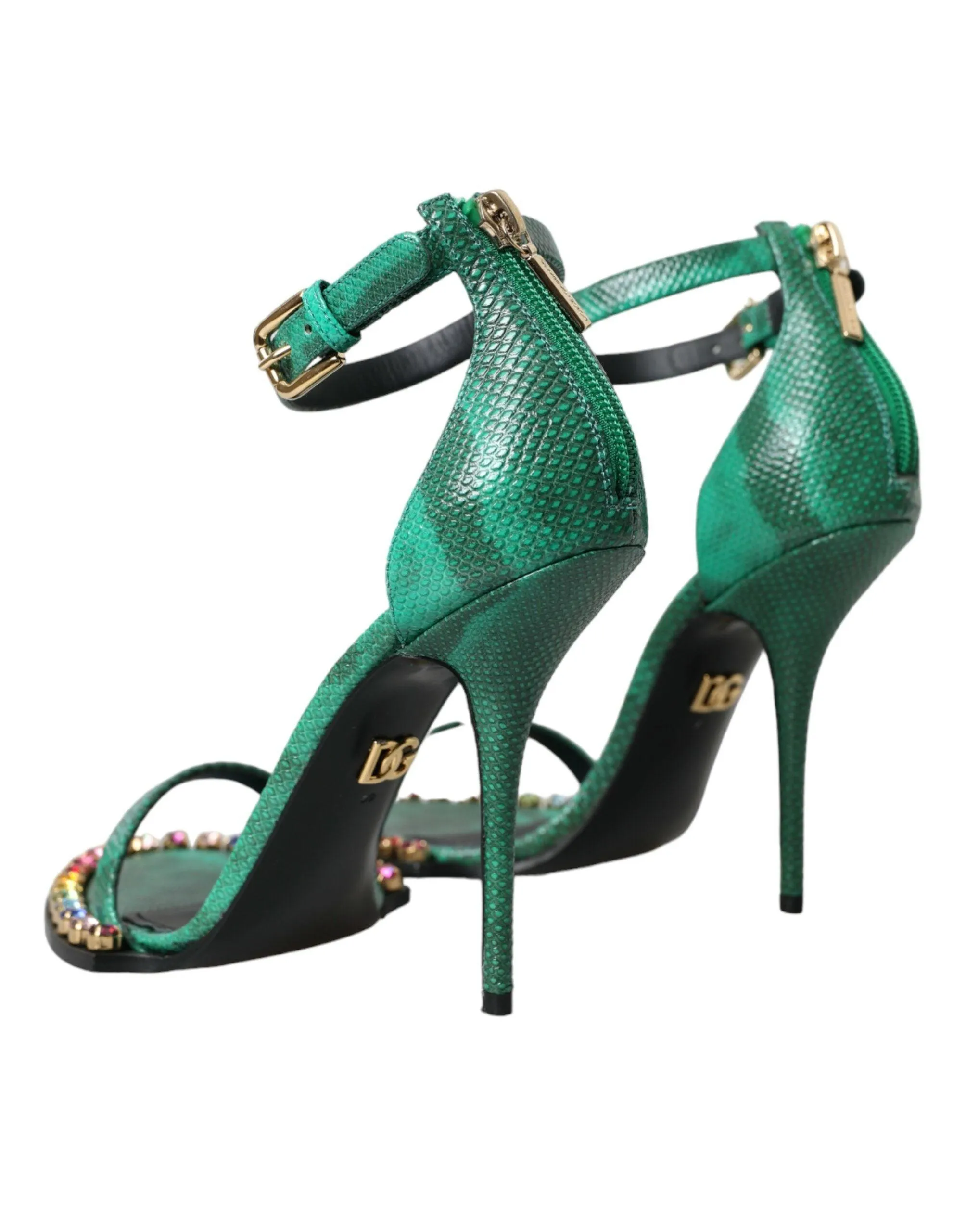 Dolce & Gabbana Green Crystal Bejeweled Sandals