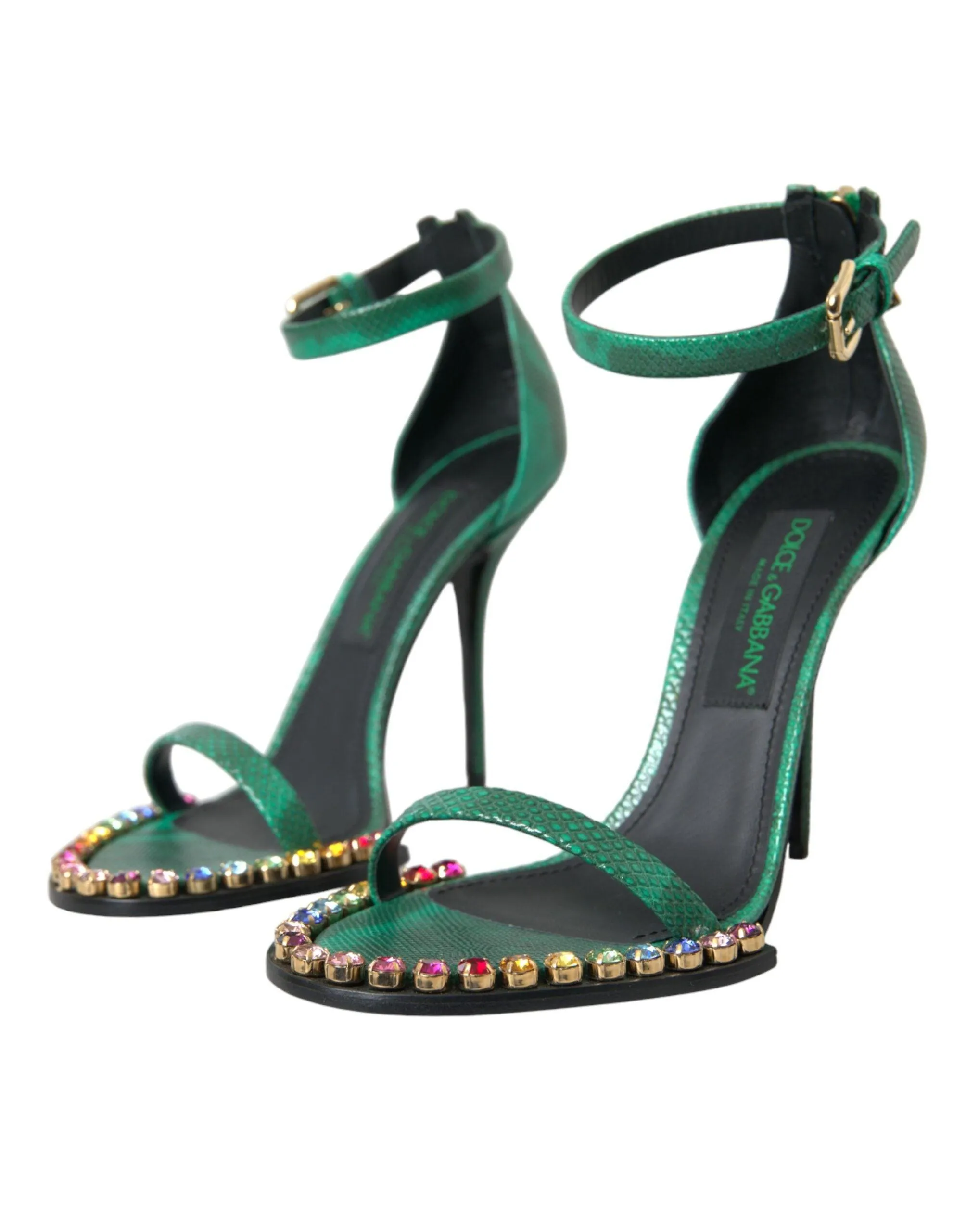 Dolce & Gabbana Green Crystal Bejeweled Sandals