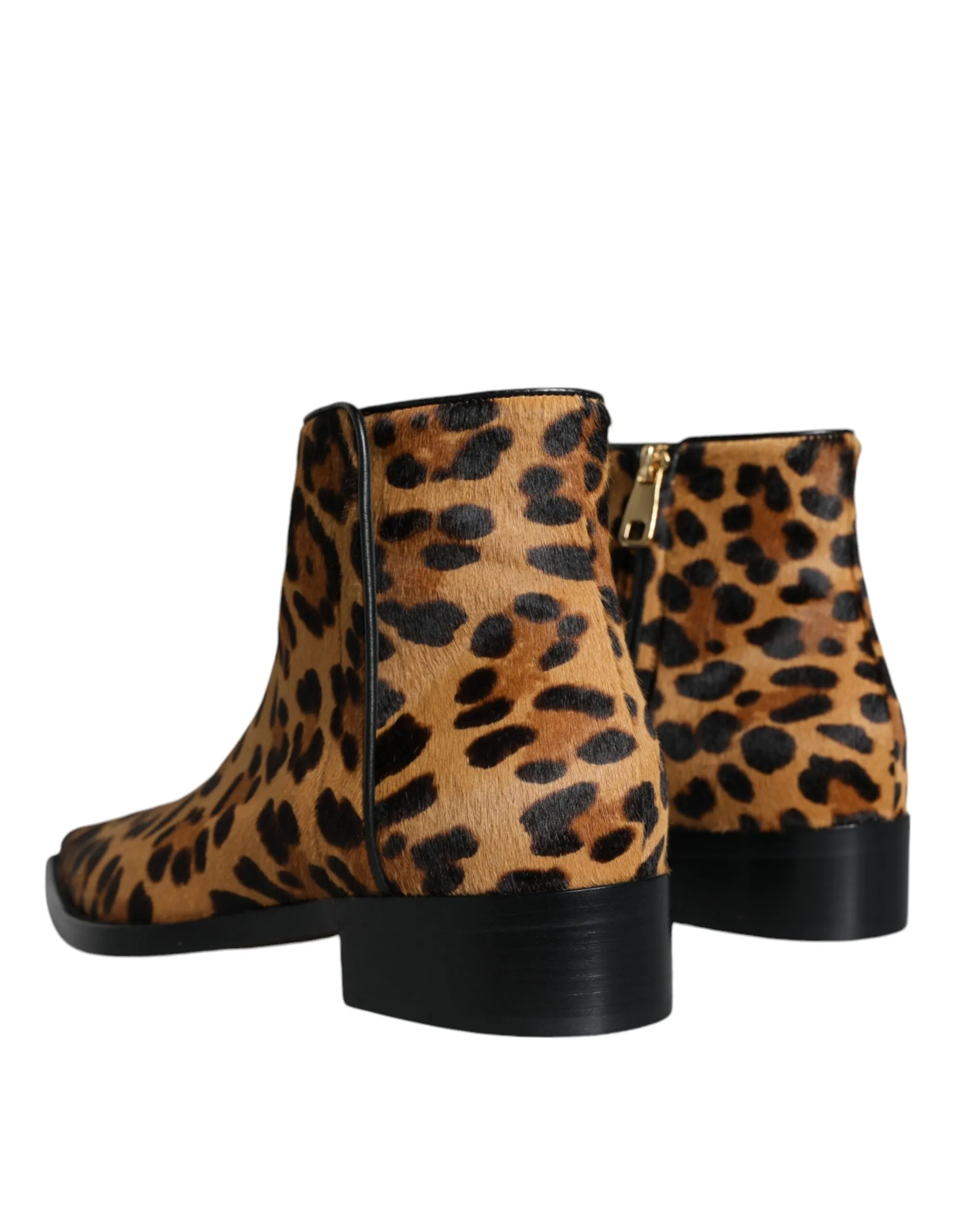 Dolce & Gabbana Leopard Calf Fur Ankle Boots