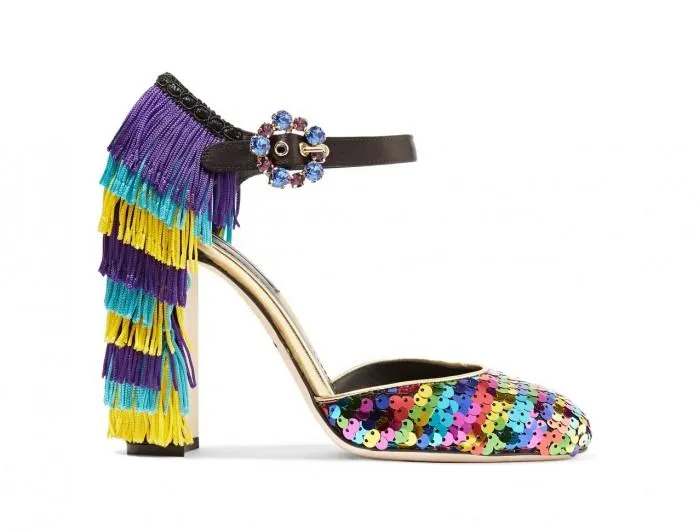 Dolce & Gabbana Multicolor Embellished Leather Pumps