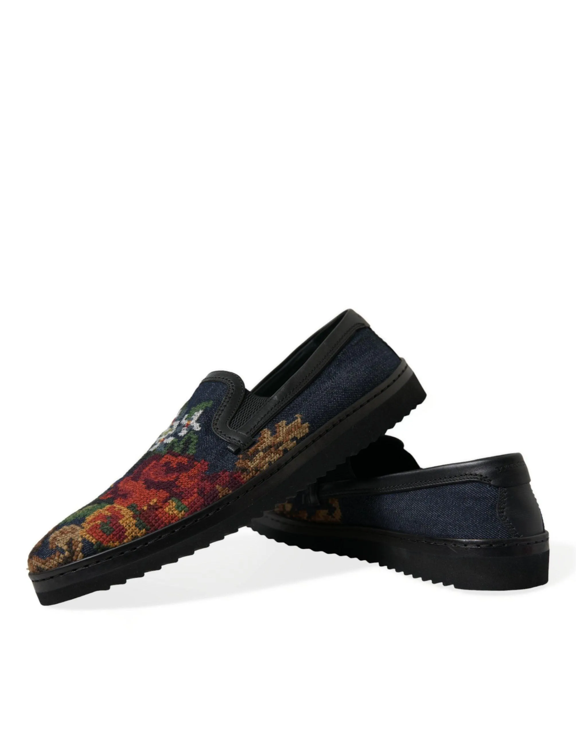 Dolce & Gabbana Multicolor Floral Slippers Men Loafers Shoes